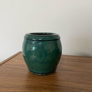 Teal Glaze Ceramic Handmade Small Vase Planter Accent Cup